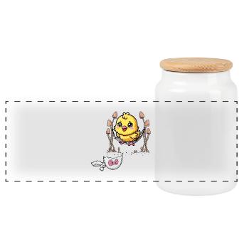 Poussin Pâques Enfants Enfant Coquille d’oeuf Bébé Poulet - Boîte à biscuits avec couvercle en bois - blanc - Devant