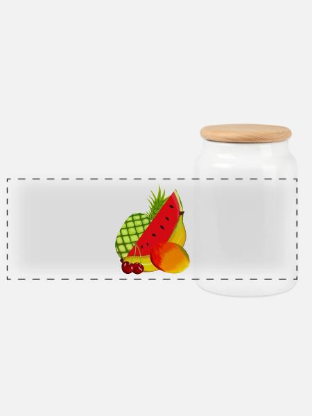 Obst Frucht exotisch Früchte - Panorama Keksdose mit Holzdeckel - Weiß