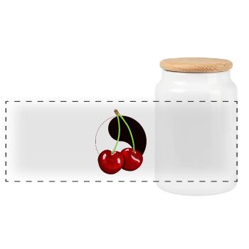 Rockabilly Retro Vintage Cherry Cherries Fruit - Panoramic Cookie Jar with Wooden Lid - white - Front