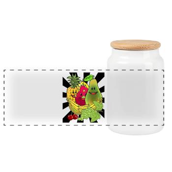 Fruit Fruits Fruit Exotic Summertime Summer - Panoramic Cookie Jar with Wooden Lid - white - Front