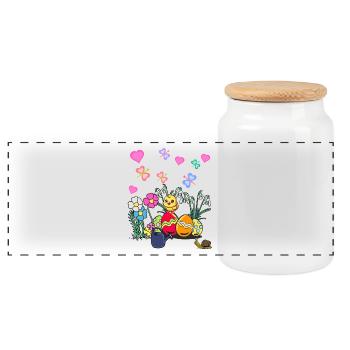 Pâques Enfants Poussin Enfant - Boîte à biscuits avec couvercle en bois - blanc - Devant