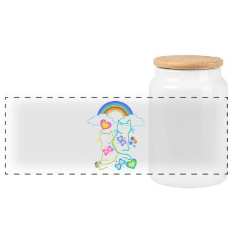 Rainbow Spring Summer Cats Cat Kids - Panoramic Cookie Jar with Wooden Lid - white - Front