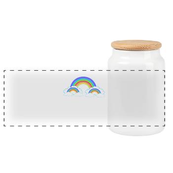 Arc-en-ciel coloré coloré Heavenly Kids - Boîte à biscuits avec couvercle en bois - blanc - Devant