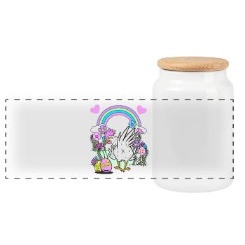 Oeufs de Pâques Poule Poules Enfants Enfant de Pâques - Boîte à biscuits avec couvercle en bois - blanc - Devant
