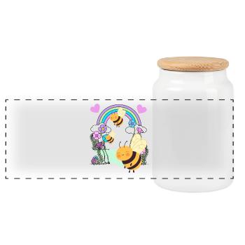 Kinder Kind Regenbogen Insekt Insekten Baby - Panorama Keksdose mit Holzdeckel - Weiß - Vorne