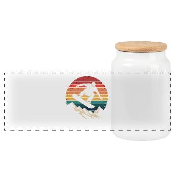 Retro Snowboarding Mountain Sunset Snowboard - Panorama Keksdose mit Holzdeckel - Weiß - Vorne