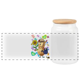 Erdnuss Erdnüsse Frühling Sommer Nuss Erdnüsse - Panorama Keksdose mit Holzdeckel - Weiß - Vorne