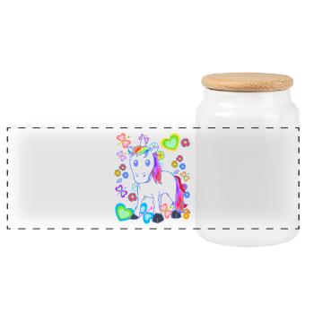 Licorne Licornes Enfants Enfant Cheval Chevaux - Boîte à biscuits avec couvercle en bois - blanc - Devant