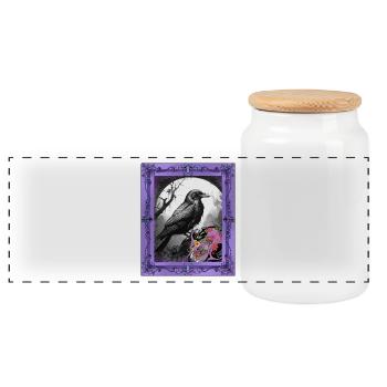 Halloween Raven Raven Crow Crow - Panoramic Cookie Jar with Wooden Lid - white - Front
