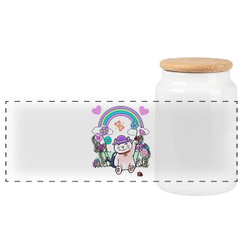 Chat, Chats, Printemps, Été, Enfants, Enfant - Boîte à biscuits avec couvercle en bois - blanc - Devant