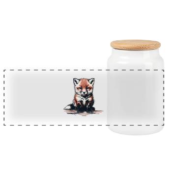 Waldtier Fuchs Füchse Kinder Kind Märchen - Panorama Keksdose mit Holzdeckel - Weiß - Vorne