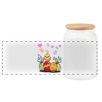Easter Easter Spring Chick Easter Eggs - Panoramic Cookie Jar with Wooden Lid - white - Front