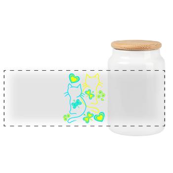 Retro Katzen Katze Vintage 80er 90er - Panorama Keksdose mit Holzdeckel - Weiß - Vorne