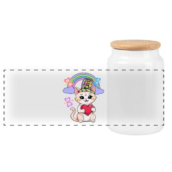 Chats Chat Enfants Enfant Coeur Coeurs - Boîte à biscuits avec couvercle en bois - blanc - Devant