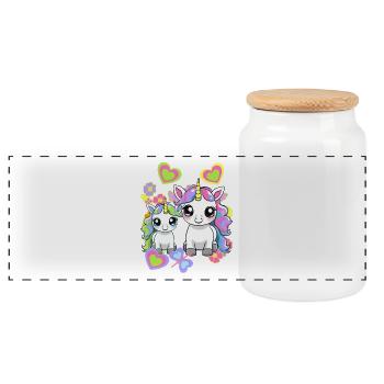 Licorne Licornes Enfant Enfants Bébé Anniversaire - Boîte à biscuits avec couvercle en bois - blanc - Devant