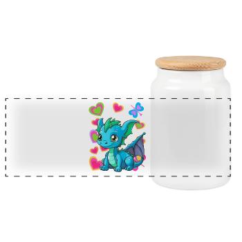 Bébé Dragon Dragon Enfant Enfants - Boîte à biscuits avec couvercle en bois - blanc - Devant