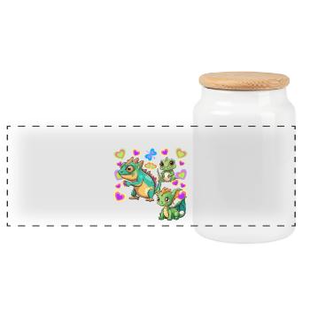 Dino Dinos Enfant Enfants - Boîte à biscuits avec couvercle en bois - blanc - Devant