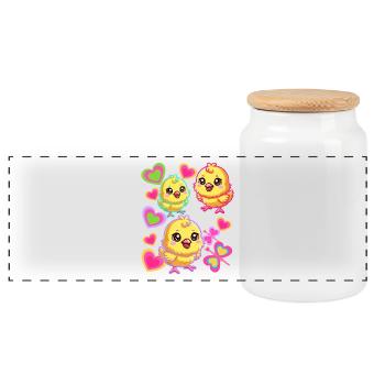 Chick Retro Vintage 80s 90s Chicken Kids Baby - Panoramic Cookie Jar with Wooden Lid - white - Front