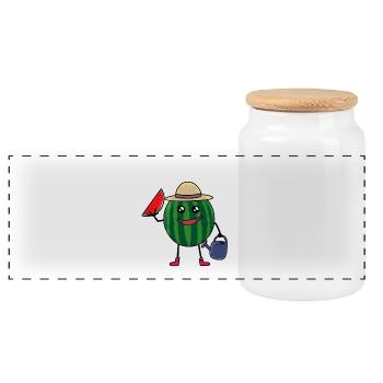 Melon Gardener Farmer Hobby Gardener Garden - Panoramic Cookie Jar with Wooden Lid - white - Front