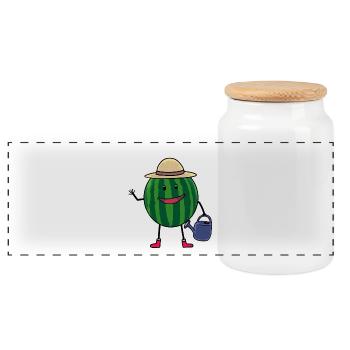 Melon Gardener Farmer Hobby Gardener - Panoramic Cookie Jar with Wooden Lid - white - Front