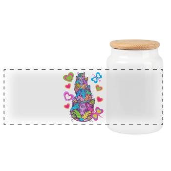 Chat Chats Chat Visage Enfants Enfant - Boîte à biscuits avec couvercle en bois - blanc - Devant