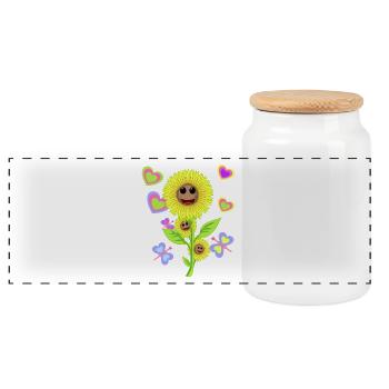 Sunflower Sunflowers Garden Flower Flowers - Panoramic Cookie Jar with Wooden Lid - white - Front