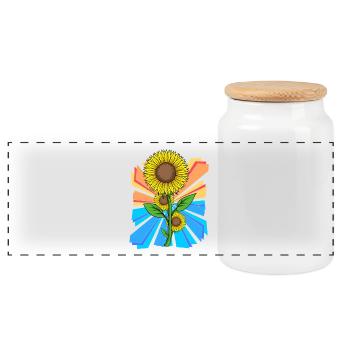 Soleil Fleur Fleurs Jardin Rétro - Boîte à biscuits avec couvercle en bois - blanc - Devant