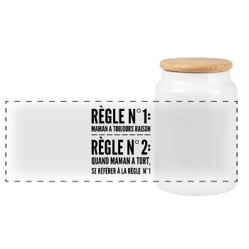 Maman A Toujours Raison - Boîte à biscuits avec couvercle en bois - blanc - Devant