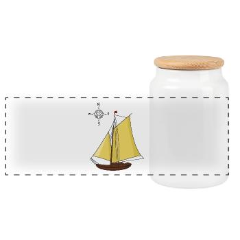Windrose Segelschiff segeln Schiffe Schiff - Panorama Keksdose mit Holzdeckel - Weiß - Vorne