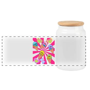 Eis Eiskrem Eiscrem Retro 80er 90er Sommer - Panorama Keksdose mit Holzdeckel - Weiß - Vorne