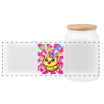 Printemps Pâques Poussin Enfants Enfant Bébé - Boîte à biscuits avec couvercle en bois - blanc - Devant