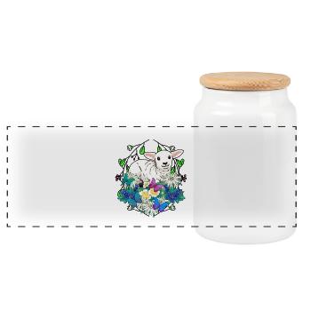 Easter Lamb Lambs Easter Children Child Sheep - Panoramic Cookie Jar with Wooden Lid - white - Front