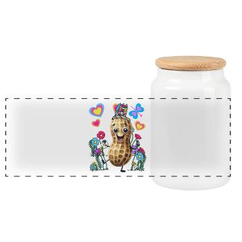 Enfants Cacahuètes Cacahuètes Enfant Bambins Bébé - Boîte à biscuits avec couvercle en bois - blanc - Devant