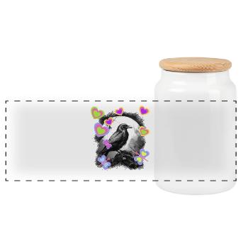 Nature Mystique Printemps Oiseau Corbeau Corbeau Enfants - Boîte à biscuits avec couvercle en bois - blanc - Devant