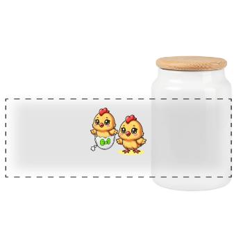 Chick Easter Egg Easter Eggs Chicken Eggs Easter Child - Panoramic Cookie Jar with Wooden Lid - white - Front