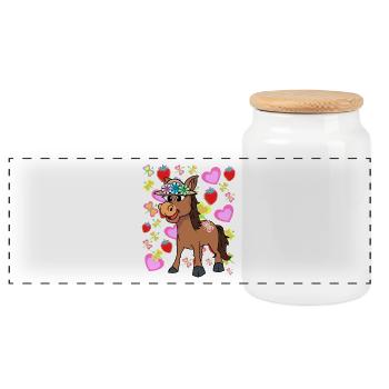 Retro Donkey Kids Child Vintage - Panoramic Cookie Jar with Wooden Lid - white - Front
