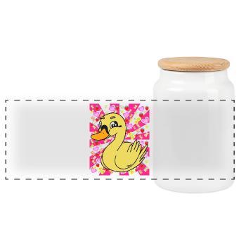 Duck Ducks Kids Child Baby Retro - Panoramic Cookie Jar with Wooden Lid - white - Front