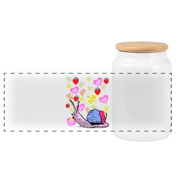 Retro Snail Snails Vintage Summer Kids - Panoramic Cookie Jar with Wooden Lid - white - Front