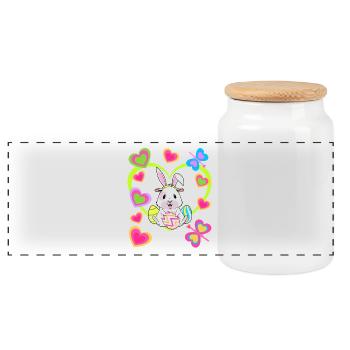 Pâques Pâques Lapin Rétro Lapins Lapin Années 80 Enfant - Boîte à biscuits avec couvercle en bois - blanc - Devant