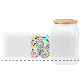 Vintage Retro Wolf Wölfe Kinder Märchen mystisch - Panorama Keksdose mit Holzdeckel - Weiß - Vorne