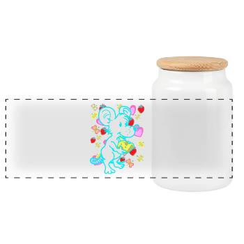 Retro Mouse Rat Mice Rats Kids Child - Panoramic Cookie Jar with Wooden Lid - white - Front