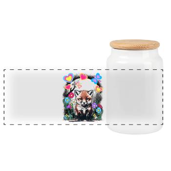 süßer Fuchs Füchse Frühling Retro Kind Kinder Wald - Panorama Keksdose mit Holzdeckel - Weiß - Vorne