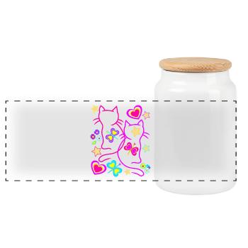 Chats Chat Rétro Vintage 80s 90s Enfants - Boîte à biscuits avec couvercle en bois - blanc - Devant
