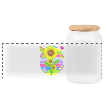 Sunflower Sunflowers Retro Flower Garden - Panoramic Cookie Jar with Wooden Lid - white - Front