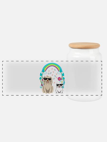 Hunde Hund Kinder Kind Haustiere - Panorama Keksdose mit Holzdeckel - Weiß