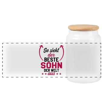 Meilleur fils - Boîte à biscuits avec couvercle en bois - blanc - Devant
