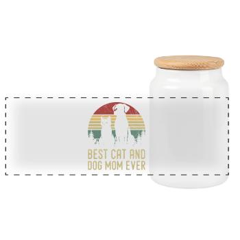 Retro Cat Dog Mom Cat Mama For mama Puppy Kitty - Panoramic Cookie Jar with Wooden Lid - white - Front