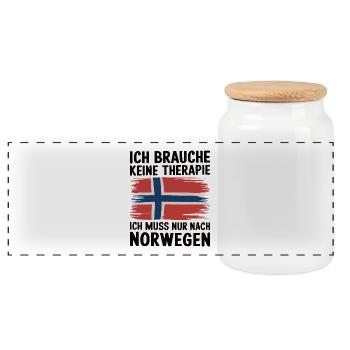 Norwegen Norwegische Flagge Norwegen Urlaub - Panorama Keksdose mit Holzdeckel - Weiß - Vorne