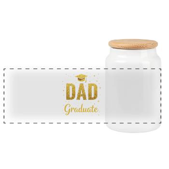 Proud dad of a 2026 graduate senior graduation - Panoramic Cookie Jar with Wooden Lid - white - Front