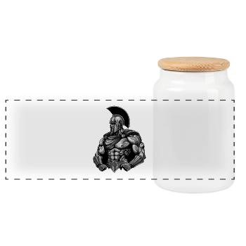 Spartan Gladiateur Muscles Sparte - Boîte à biscuits avec couvercle en bois - blanc - Devant